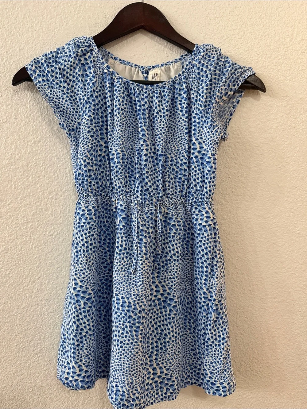 GAP Blue and White Short-Sleeve Printed Day Dress
